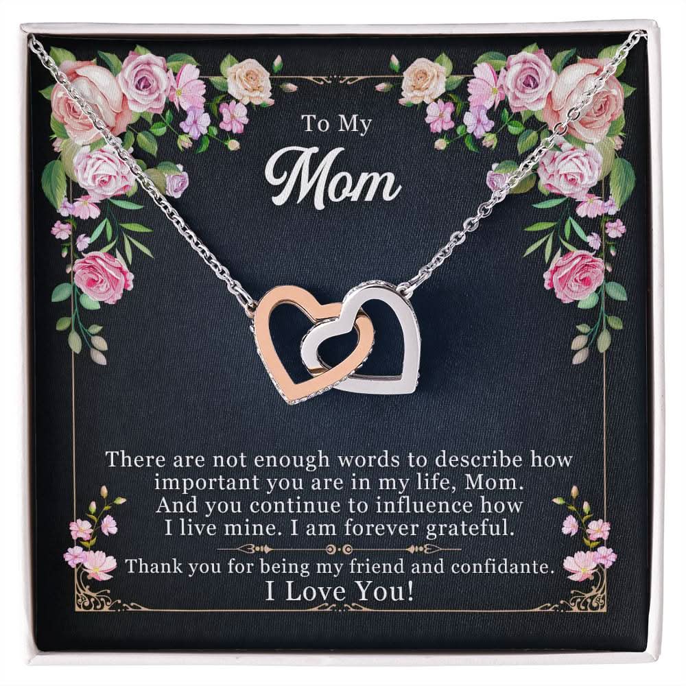 I Love You MOM! - Interlocking Hearts Necklace - Attracting The Eyes And Pairing Hearts
